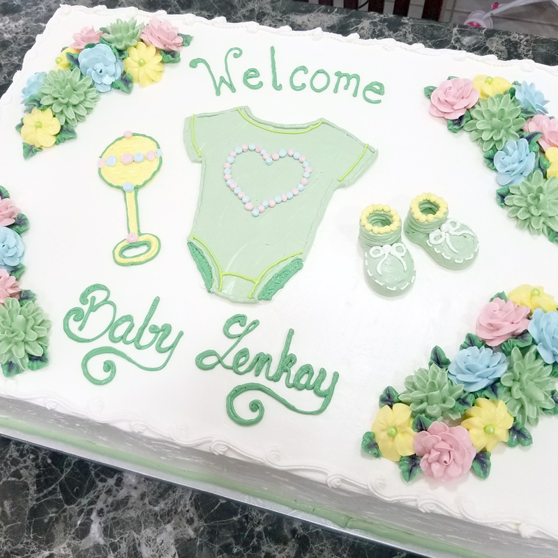Baby Shower and Flowers Cake