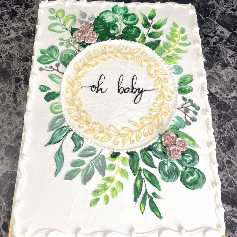 Greenery Style Baby Shower Cake