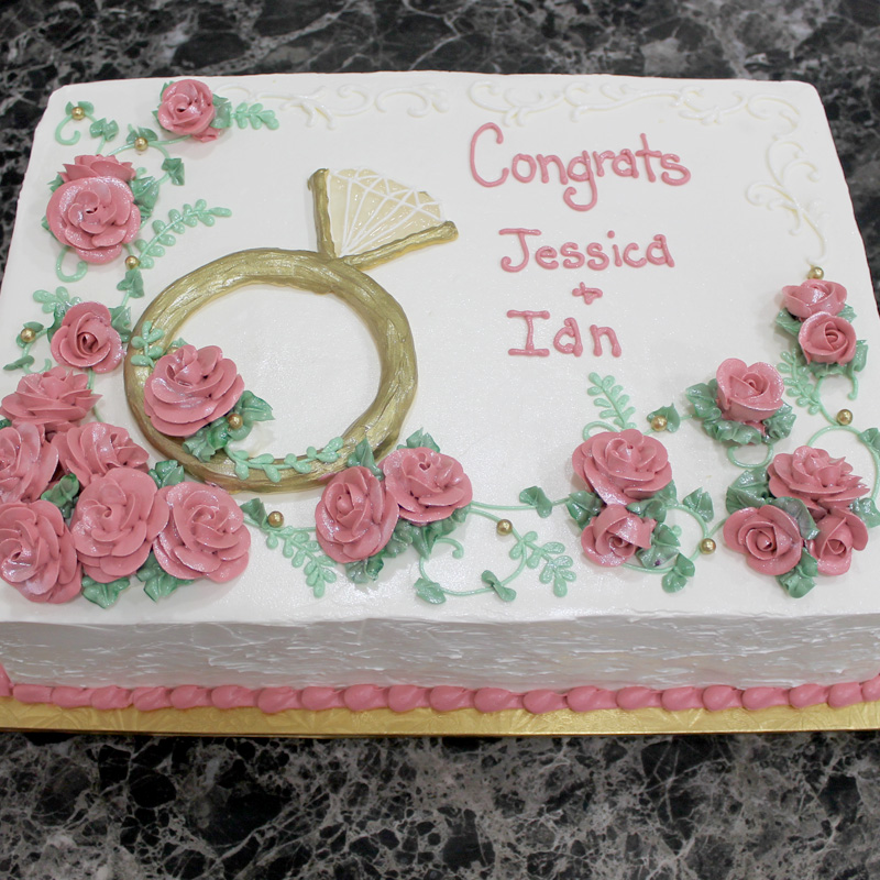 Engagement Ring and Roses Cake