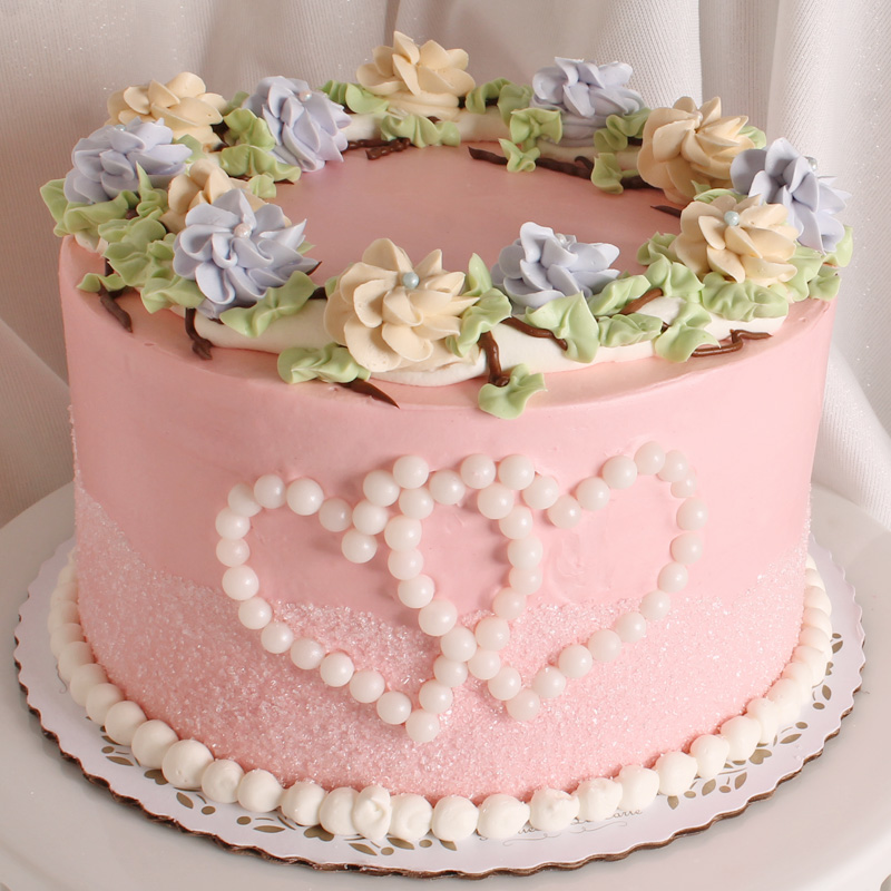 Double Hearts in Pearls Cake