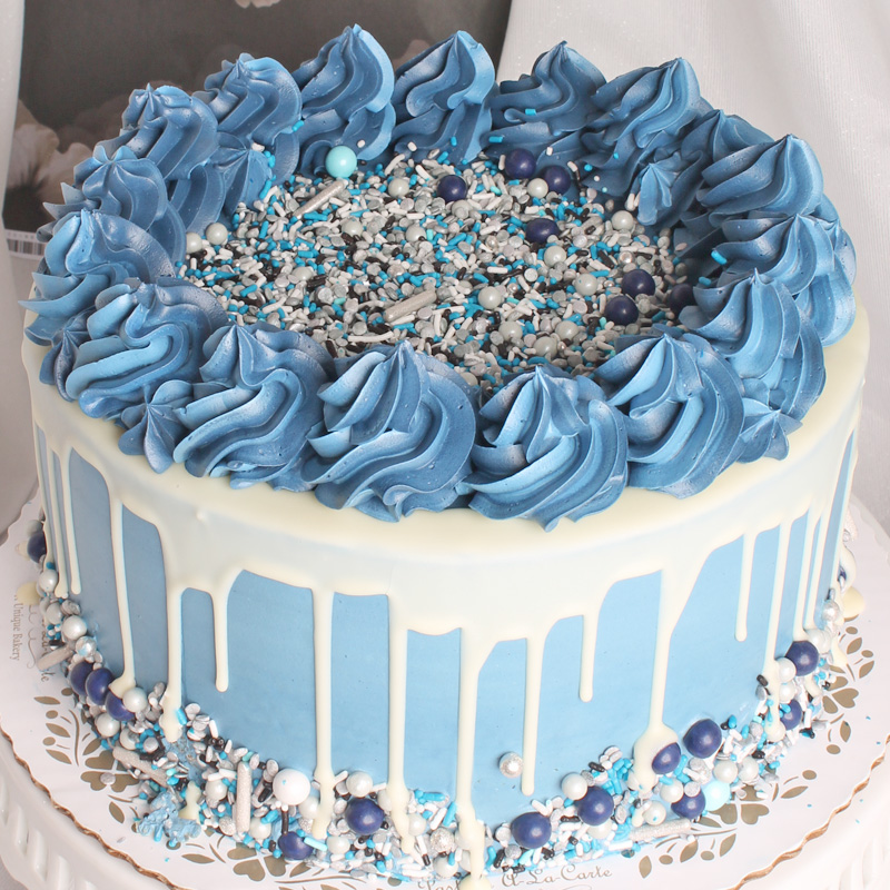 Blue and Silver Sprinkle Cake