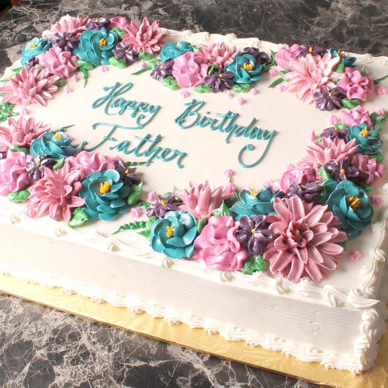 Teal and Mauve Floral Frame Cake