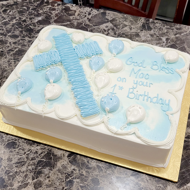 Cross and Balloons Cake