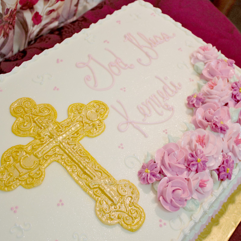 Golden Cross with Flowers Cake