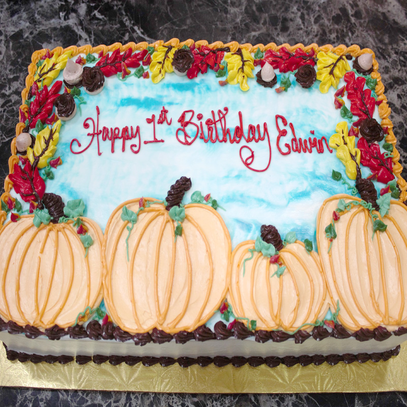 Pumpkins & Leaves Window Frame Cake