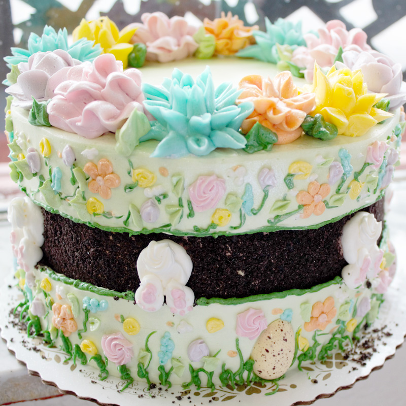 Easter Garden Fault-Line Style Cake