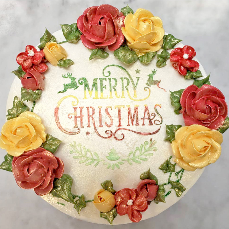 Christmas Holiday Stencil Cake