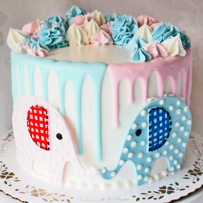 Elephant Themed Gender Reveal Cake