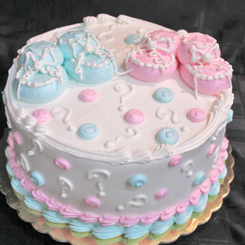 Gender Reveal Cake With Baby Booties