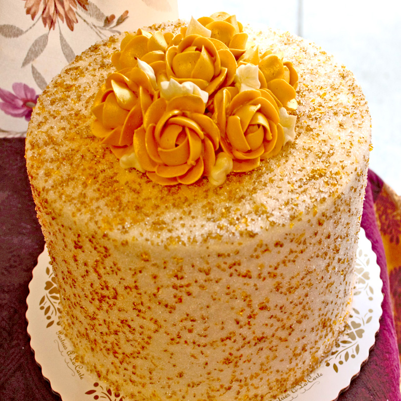 Golden Sugar Coated Rose Cake