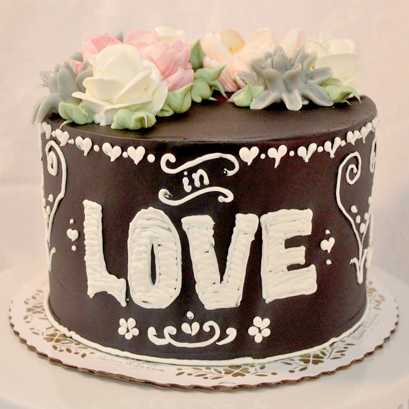 In Love Chalk Board Style Cake