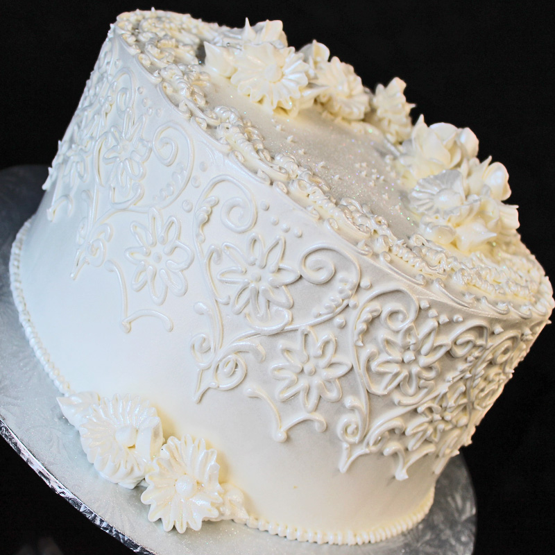 Lovely White Scrollwork Cake