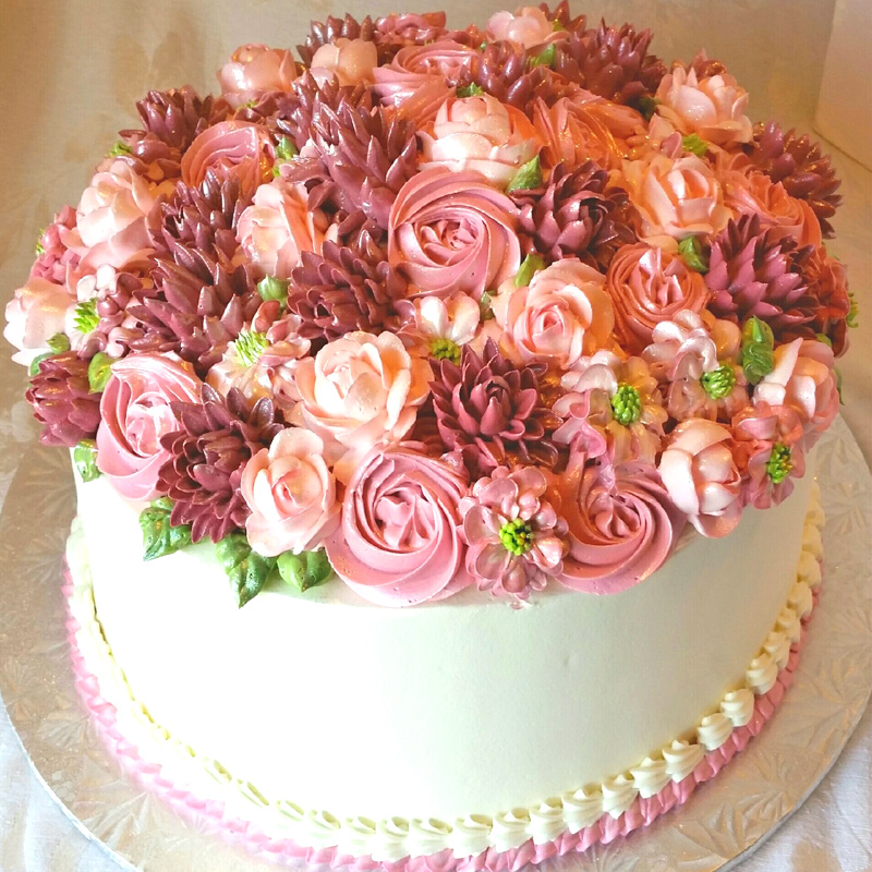 Romantic Bouquet Flower Top Cake