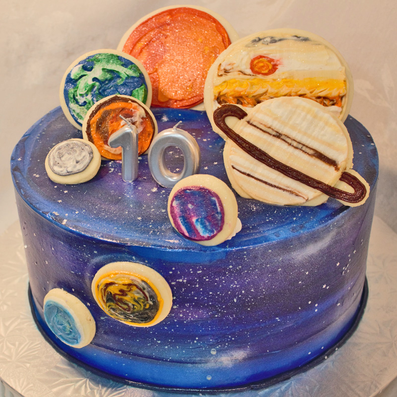 Galaxy Cake With Cookie Planets