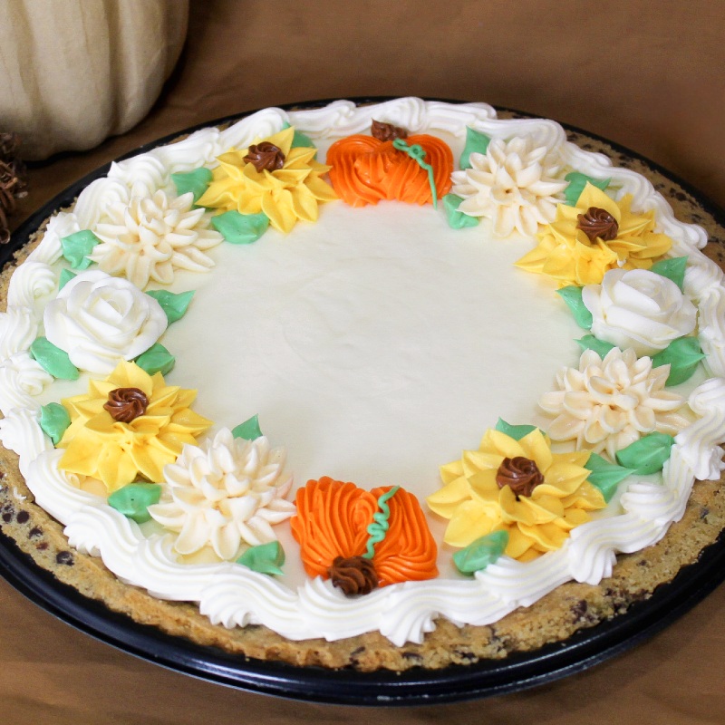 Fall Flowers and Pumpkins Cookie Cake