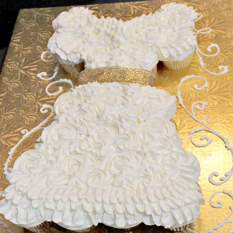 White Dress Cupcake Cake