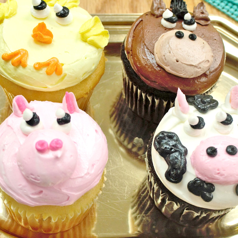 Farm Animal Mix Cupcakes